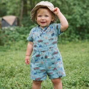 Columbia Baby Playsuit Forest Love Print Blue 2T Cotton Short Sleeve